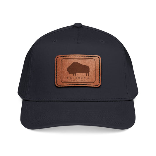 Bison Oklahoma Leather Patch Cap
