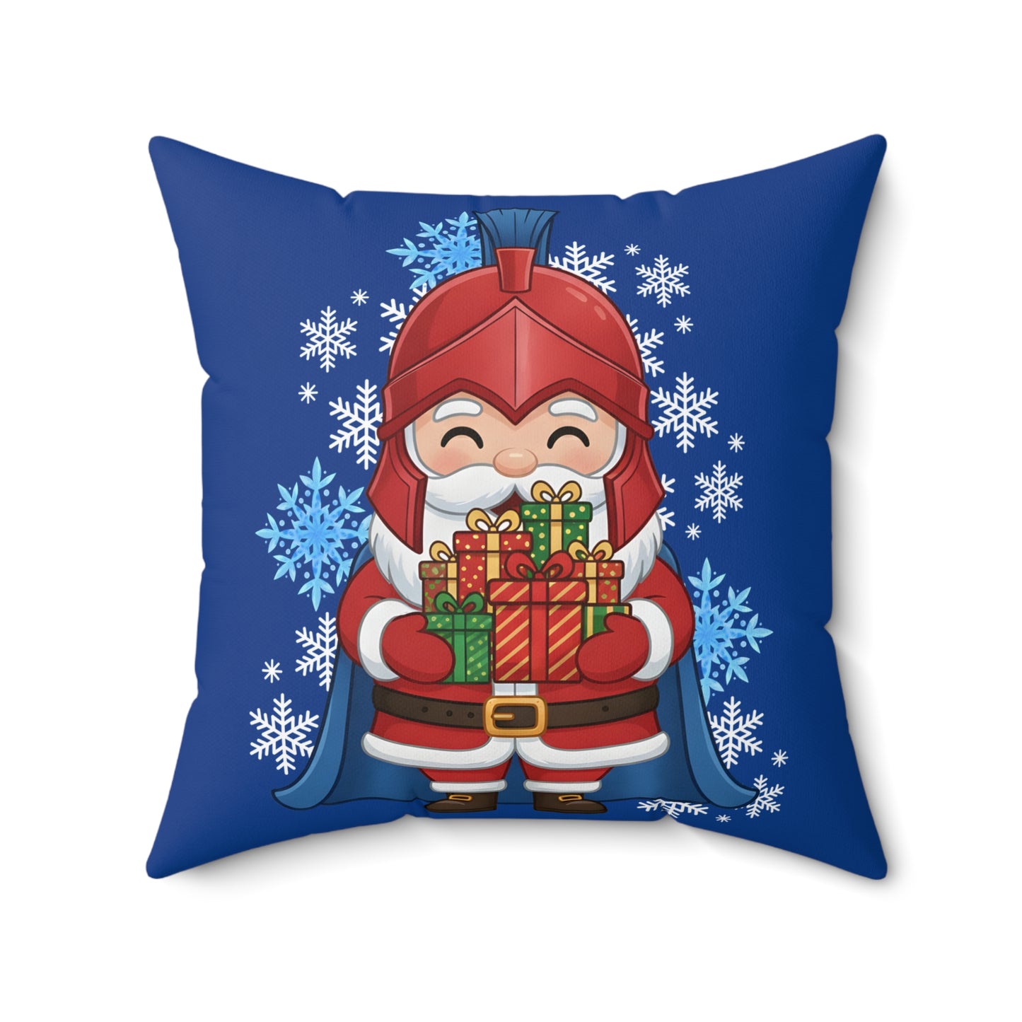 Spartan Santa Blue Christmas Pillow