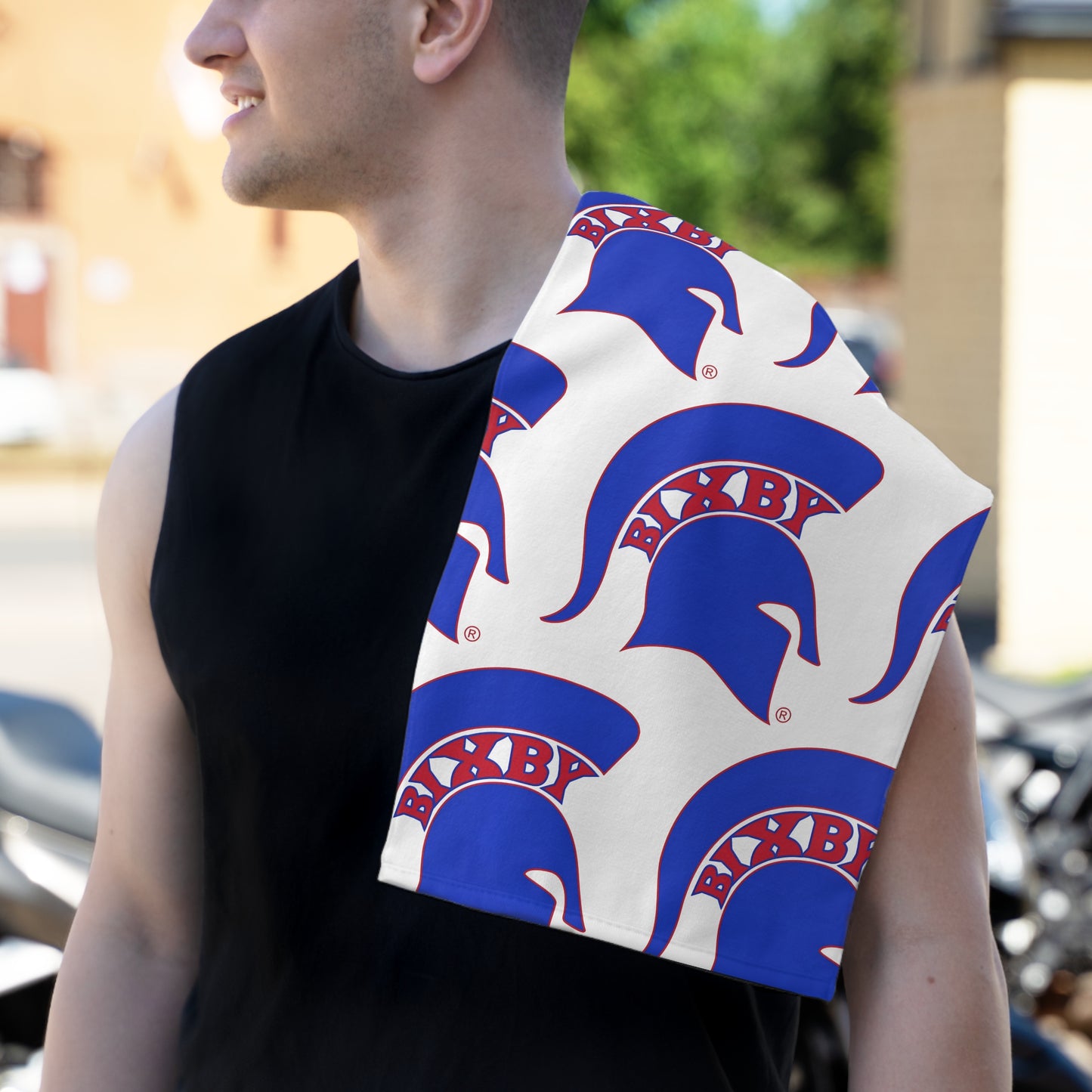 Blue Spartan Logo Rally Towel