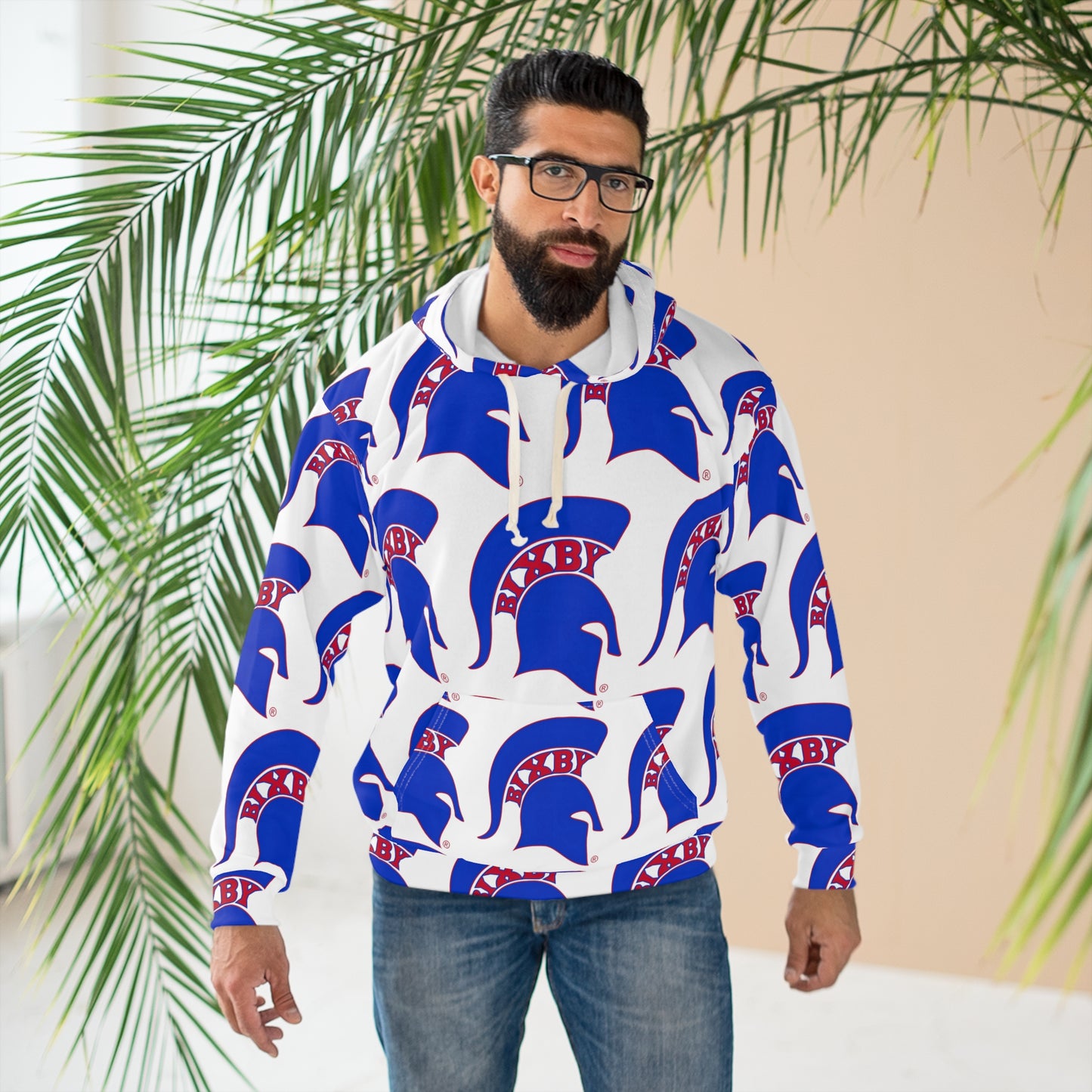 Bixby Spartan Blue Logo All Over Print Hoodie