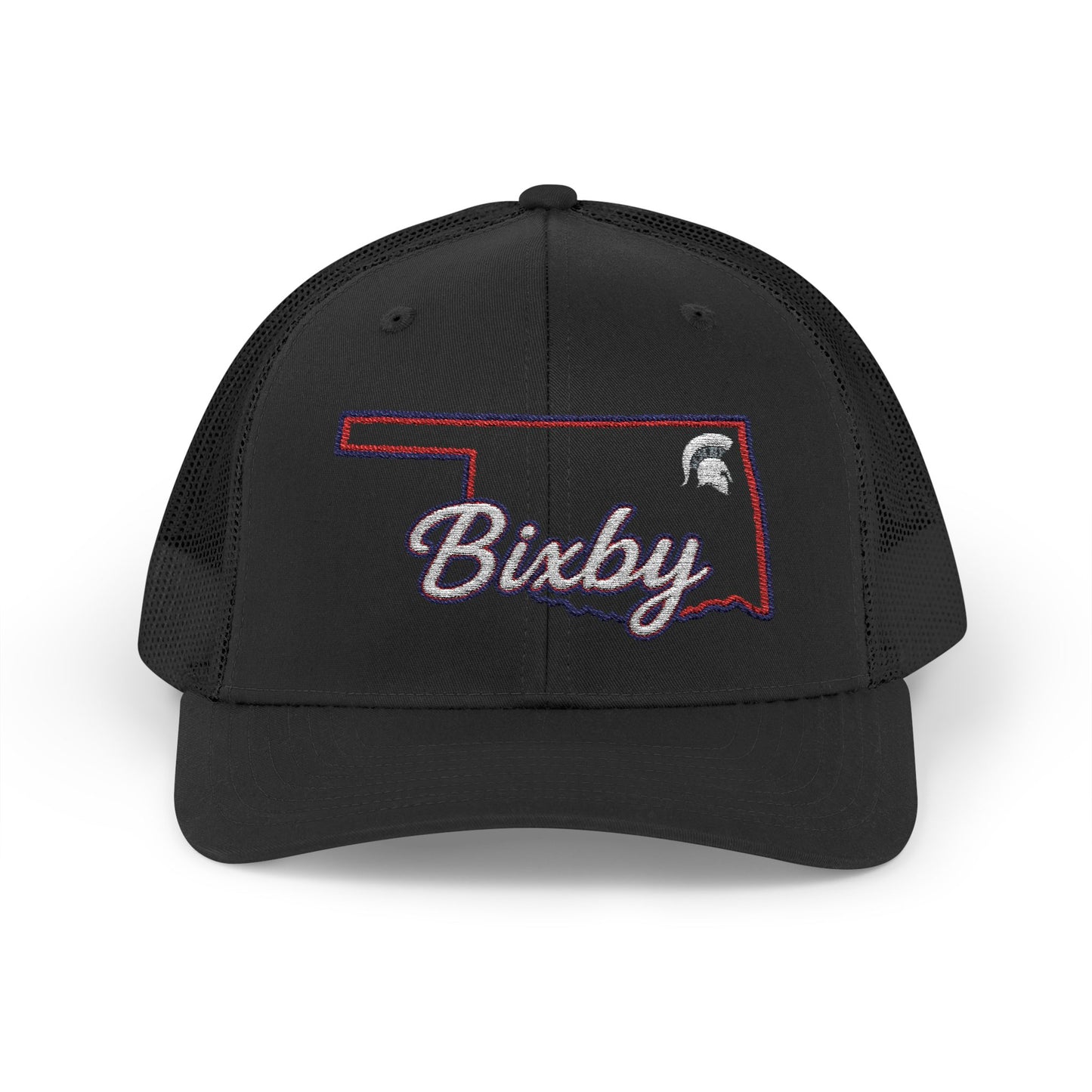 Bixby Oklahoma White Spartan Logo Trucker Snapback Hat