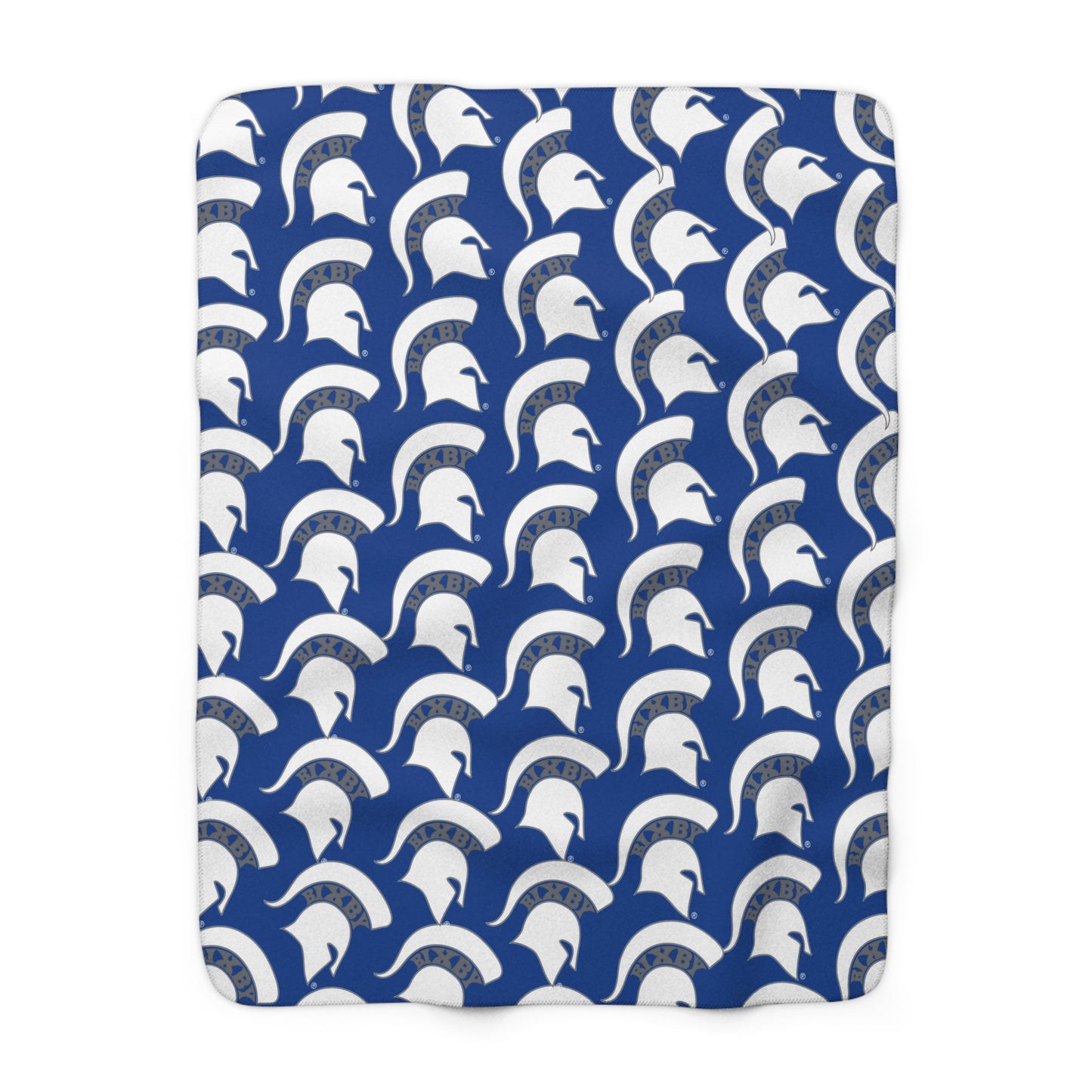 Bixby White Small Pattern Logo Comfy Sherpa Fleece Blanket