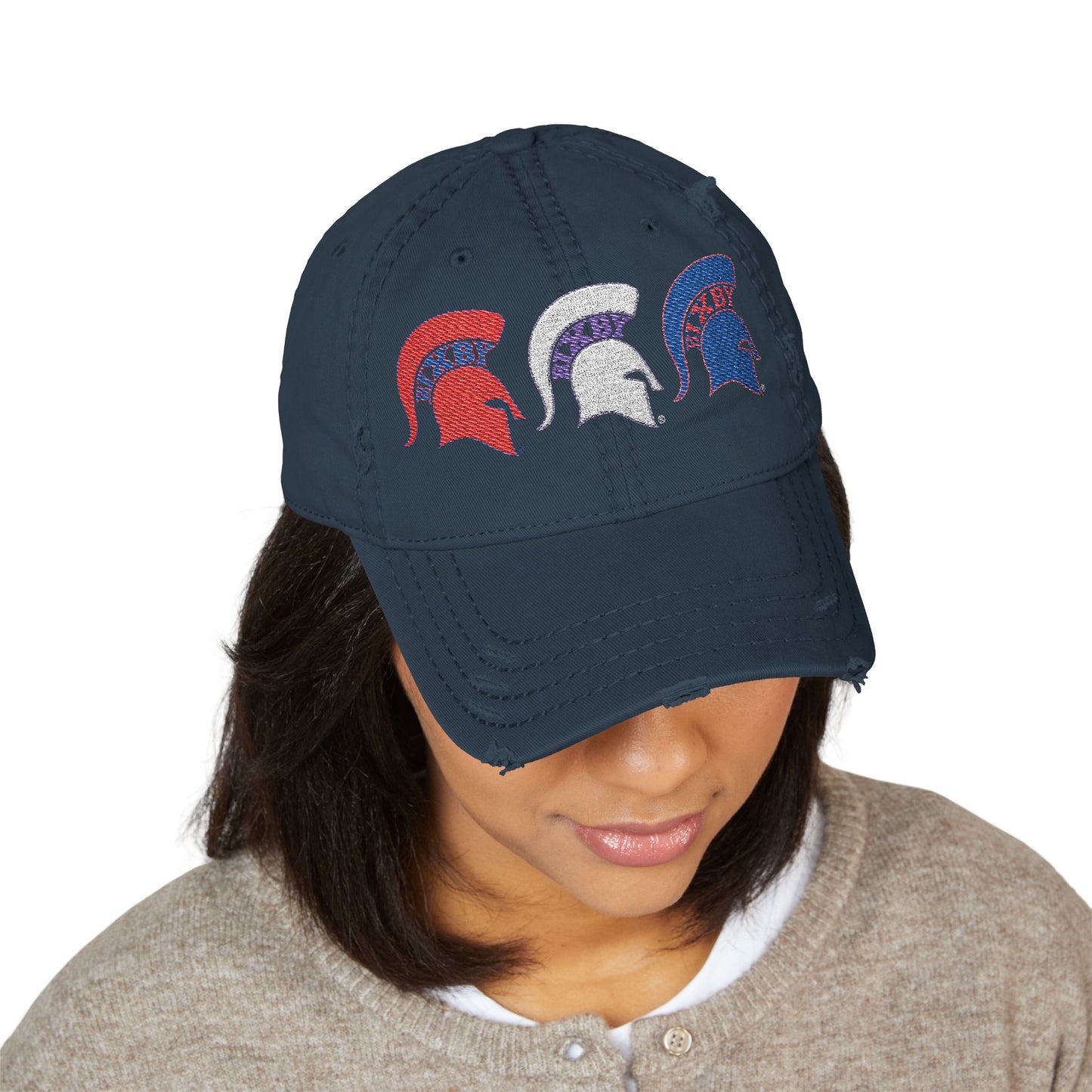 Bixby Spartan Red, White and Blue Embroidered Distressed Ballcap