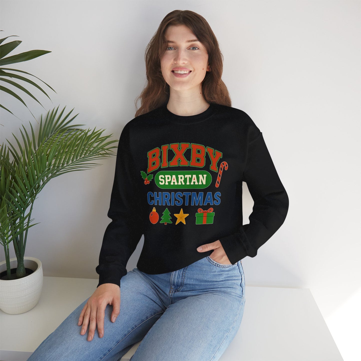 Bixby Spartans Christmas Decor Gildan Sweatshirt