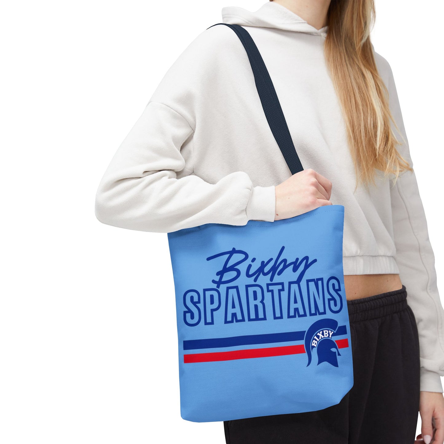 Bixby Spartans Blue Polyester Tote Bag