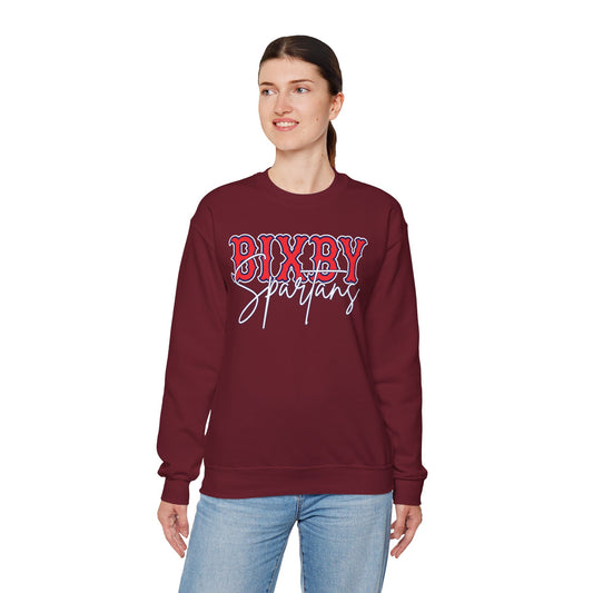 Bixby Spartans Cursive Print Gildan Sweatshirt