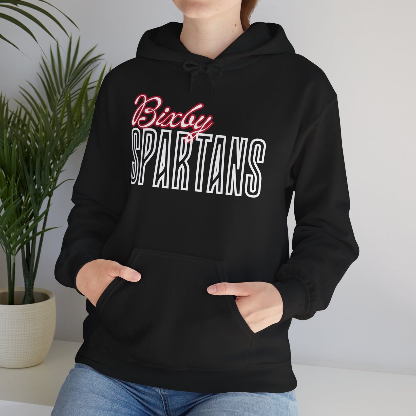 Bixby Spartans Cursive Gildan Hoodie