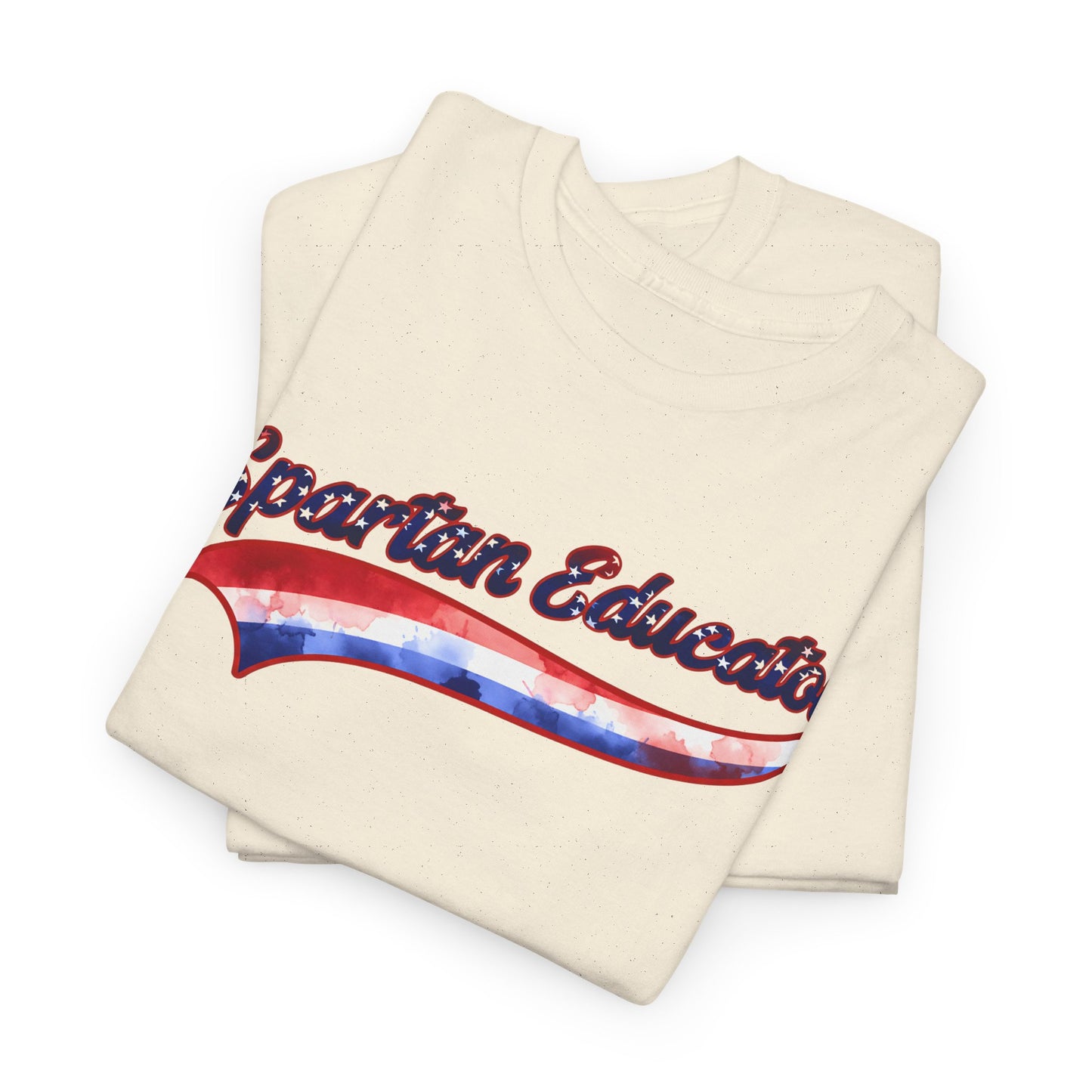 Spartan Educator Patriotic Design Gildan Tee With Sleeve Logo