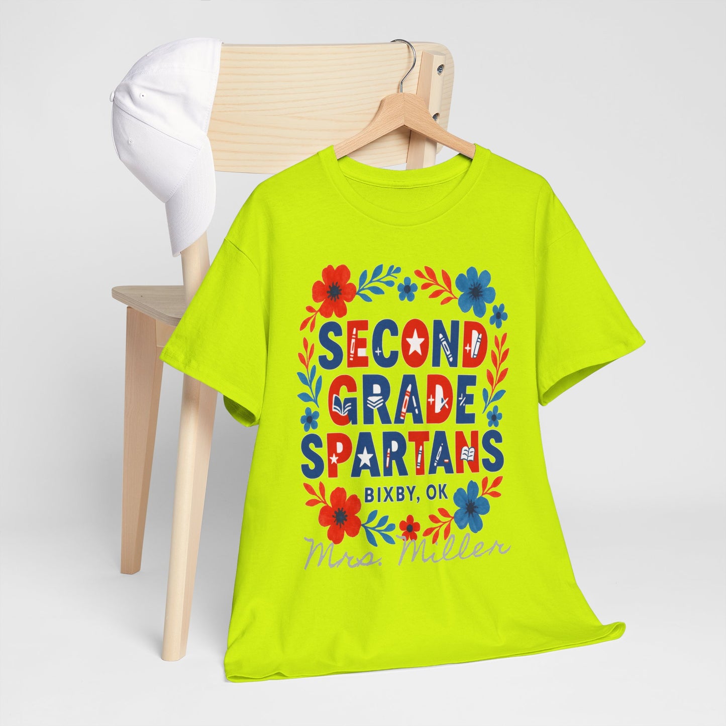 Floral Second Grade Spartan Gildan Tee