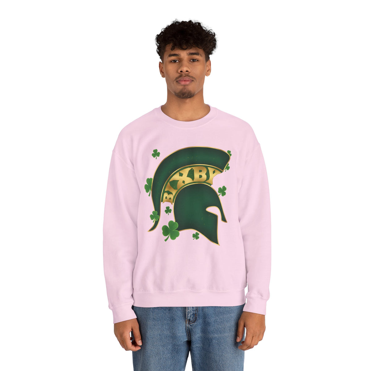 St. Patty's Good Luck Spartan Helmet Adult Gildan Sweatshirt