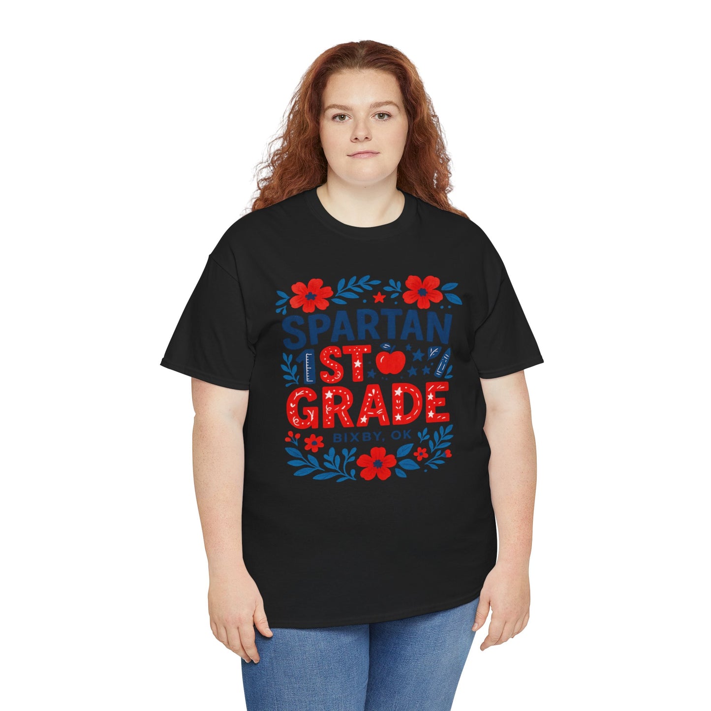 Floral First Grade Spartan Gildan Tee
