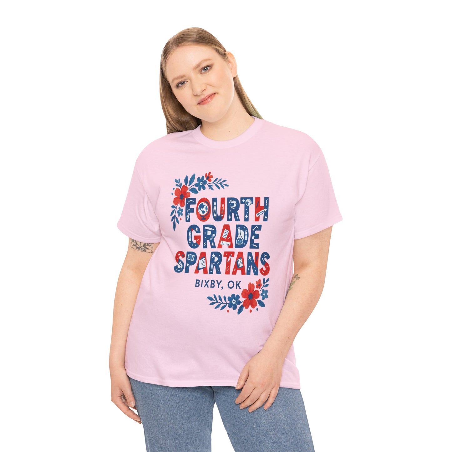 Fourth Grade Floral Teacher Gildan Tee