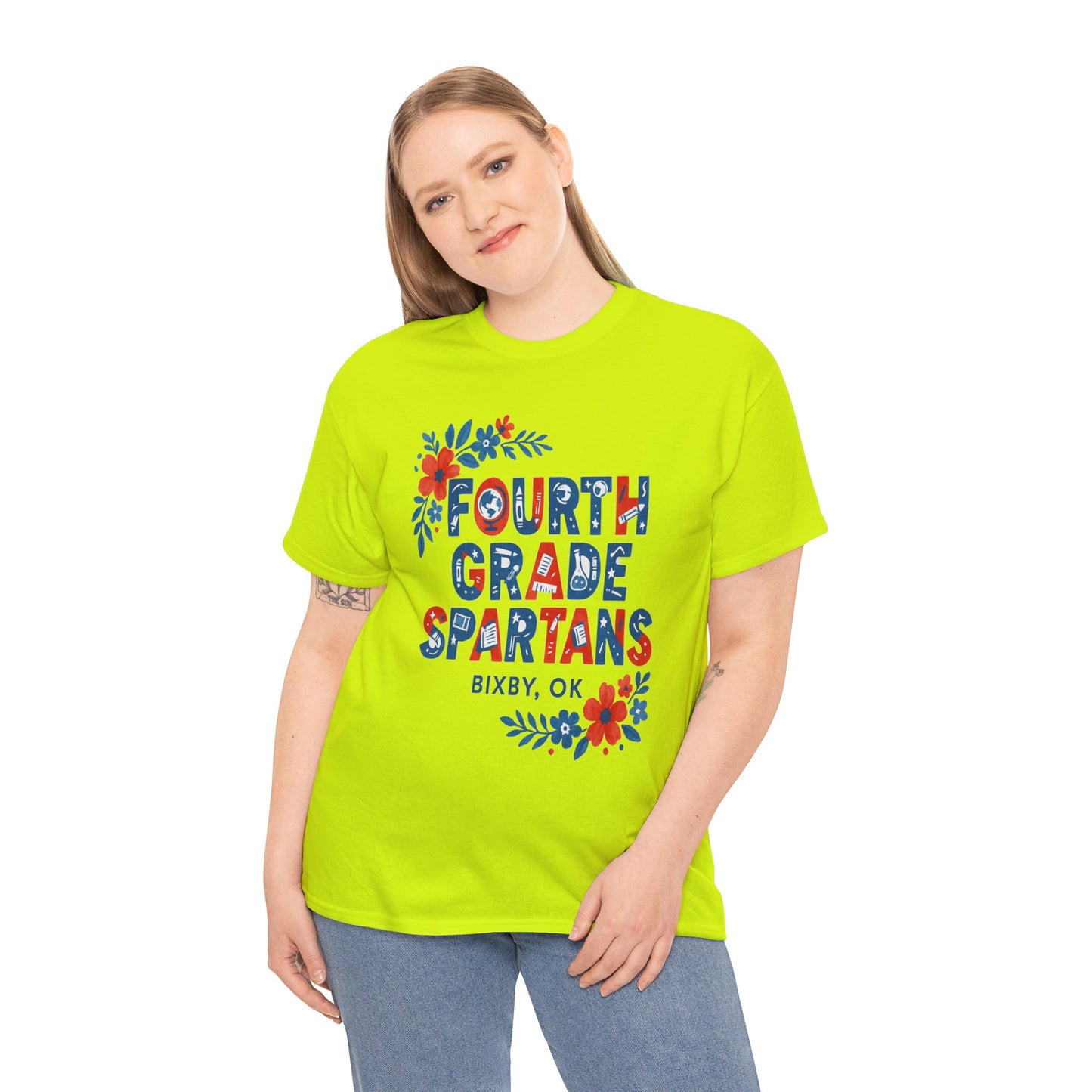 Fourth Grade Floral Teacher Gildan Tee