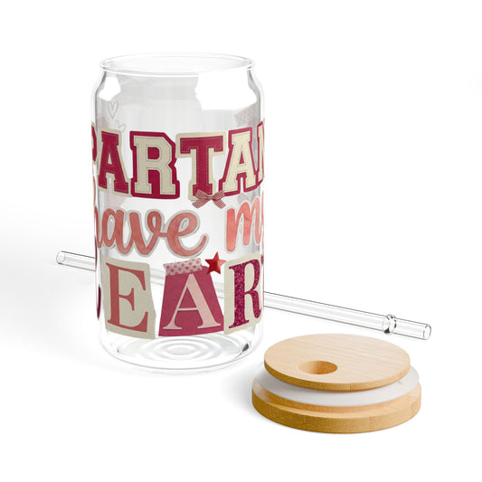 Spartan Have My Heart Sipper Glass 16oz – Clear Bamboo Lid Straw Tumbler