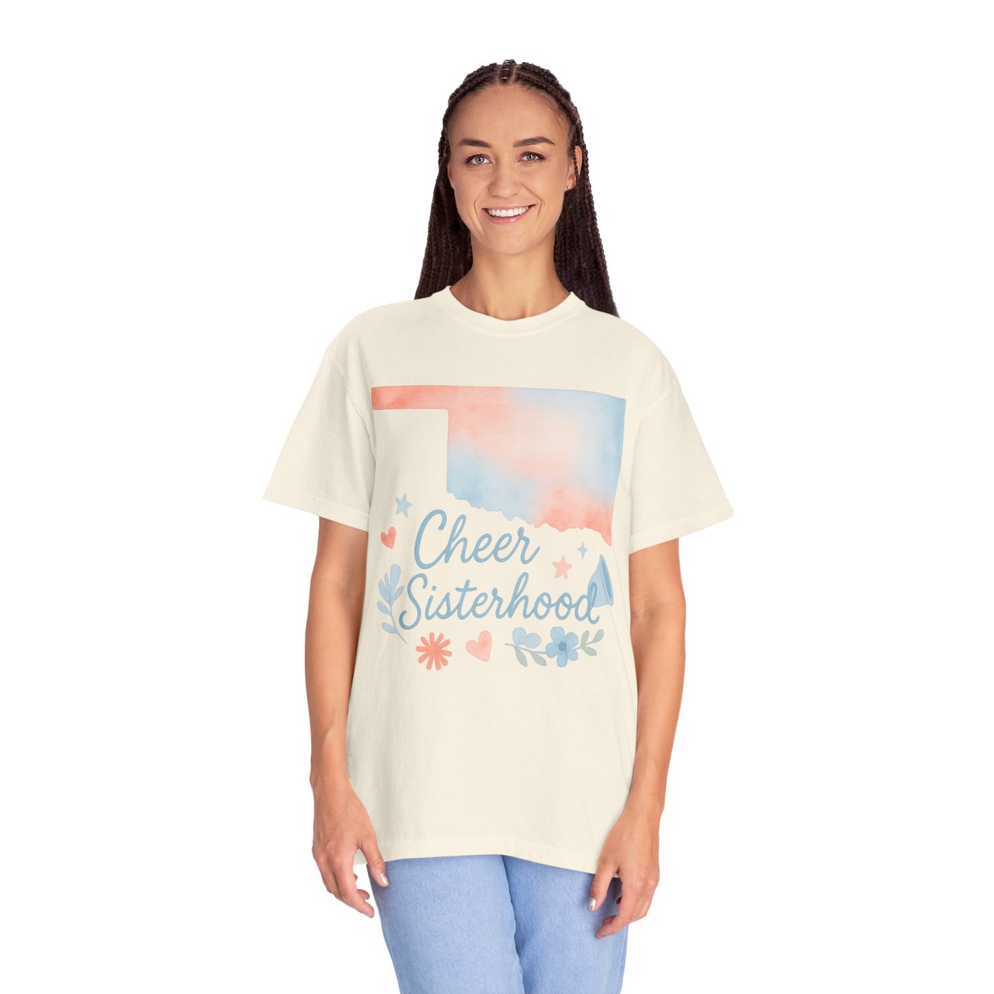 Cheer Sisterhood Bixby OK Watercolor Comfort Colors Tee