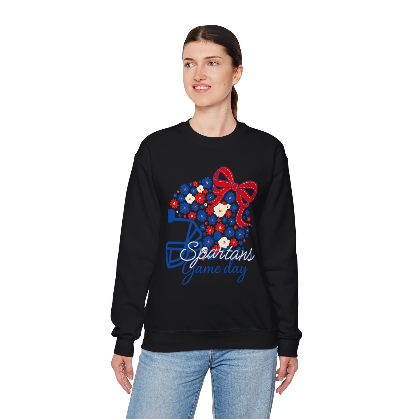 Bixby Spartan Floral Helmet Gameday Gildan Sweatshirt
