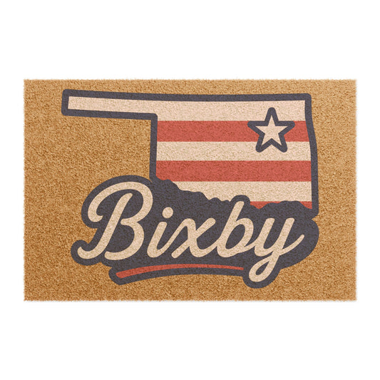 Bixby OK Red White and Blue Spartan Logo Doormat