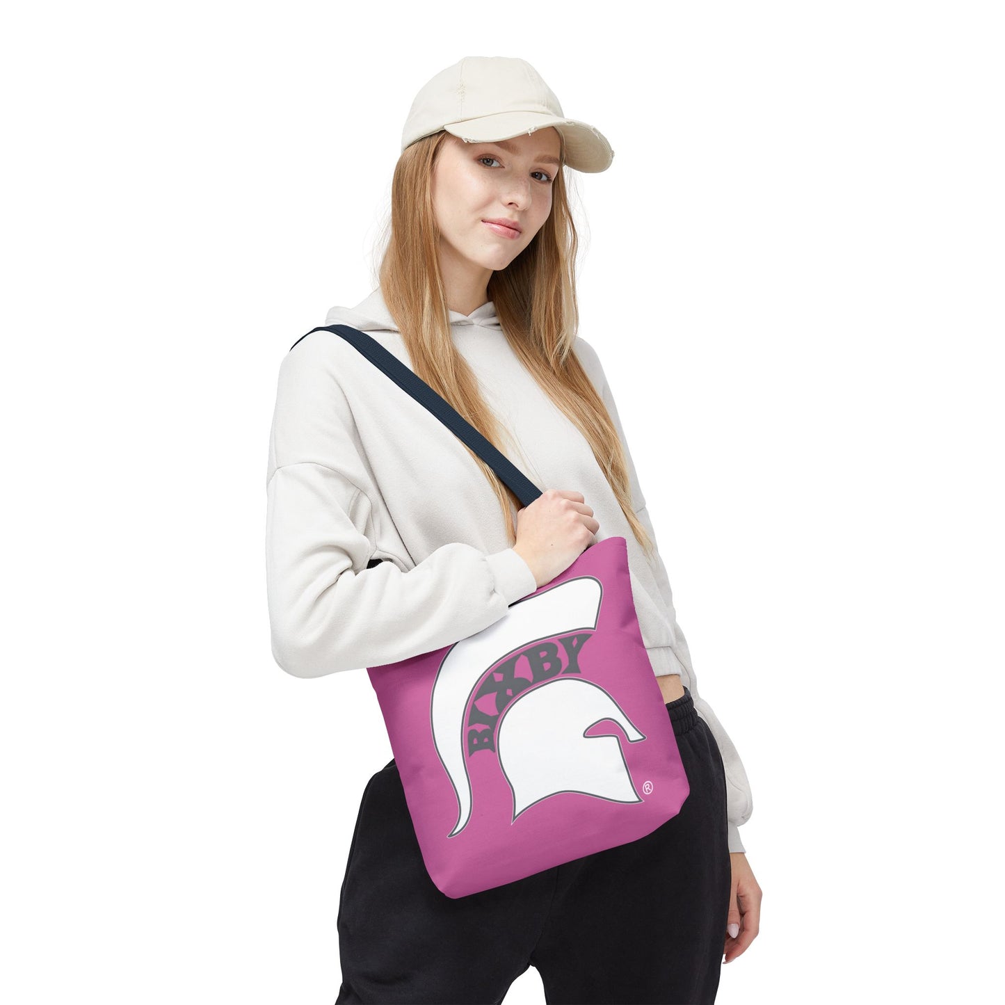 Bixby Spartans White Logo Pink Polyester Tote Bag