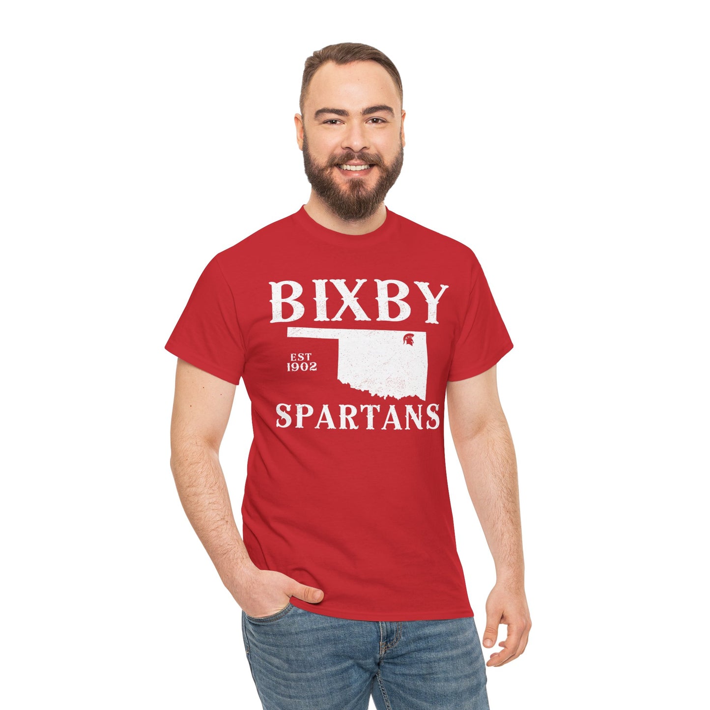 Bixby Oklahoma Spartans Distressed Grunge Effect Gildan Tee