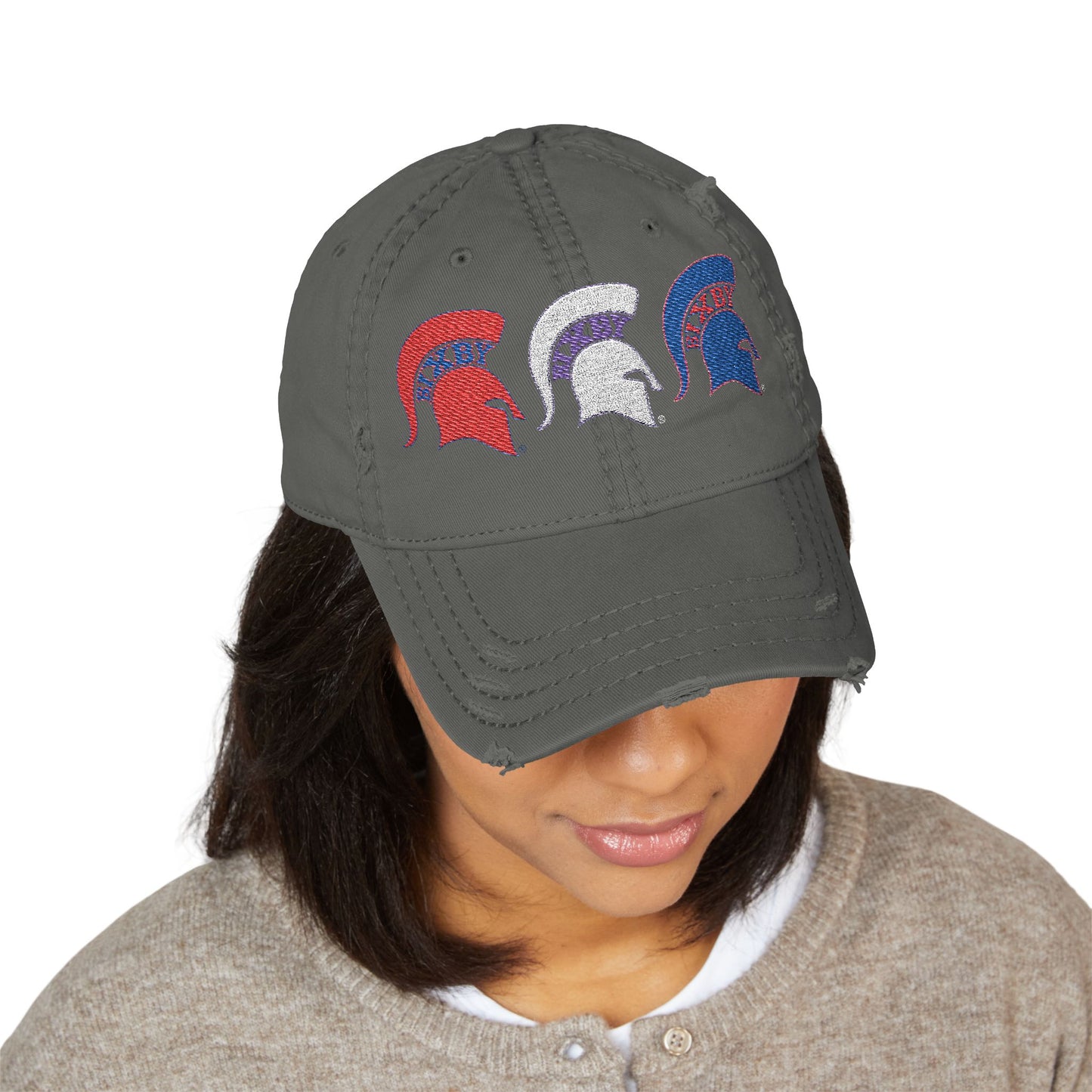 Bixby Spartan Red, White and Blue Embroidered Distressed Ballcap