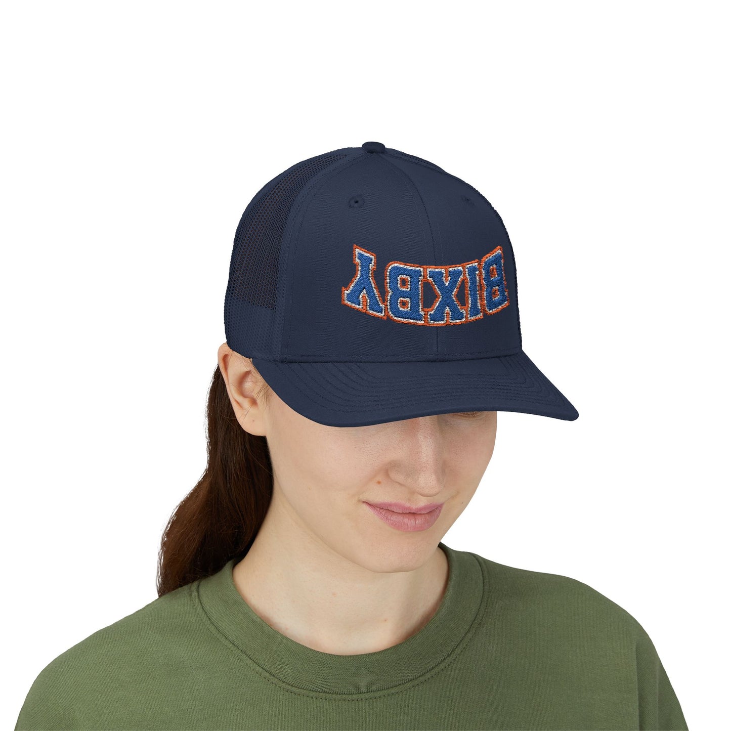 Upside-Down Embroidered Bixby Trucker Snapback