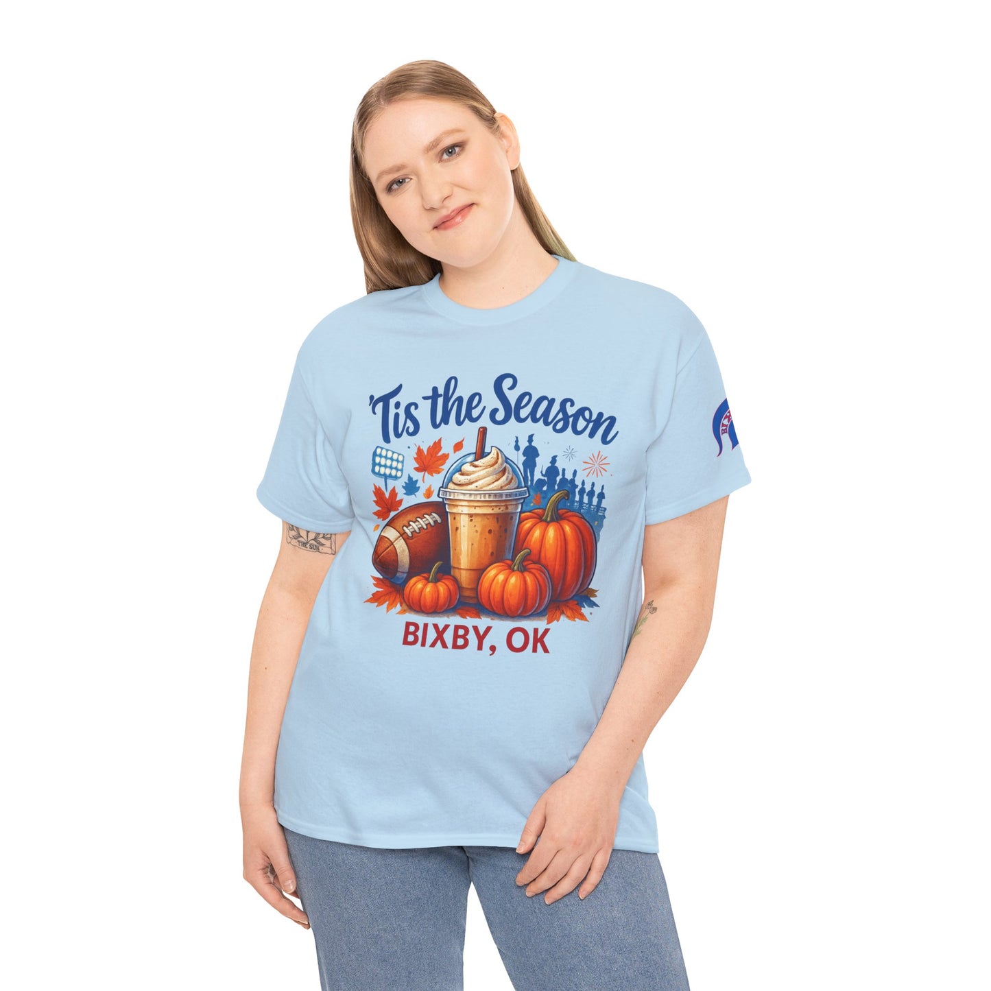 Bixby Football Mom Pumpkin Spice Vibes Gildan Tee
