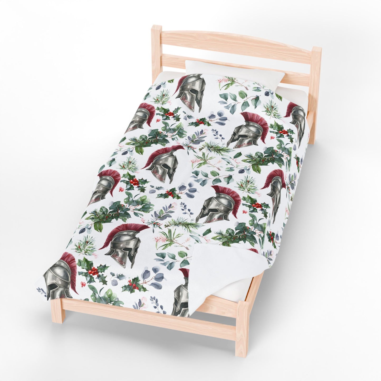 Spartan Christmas Floral Velveteen Plush Blanket