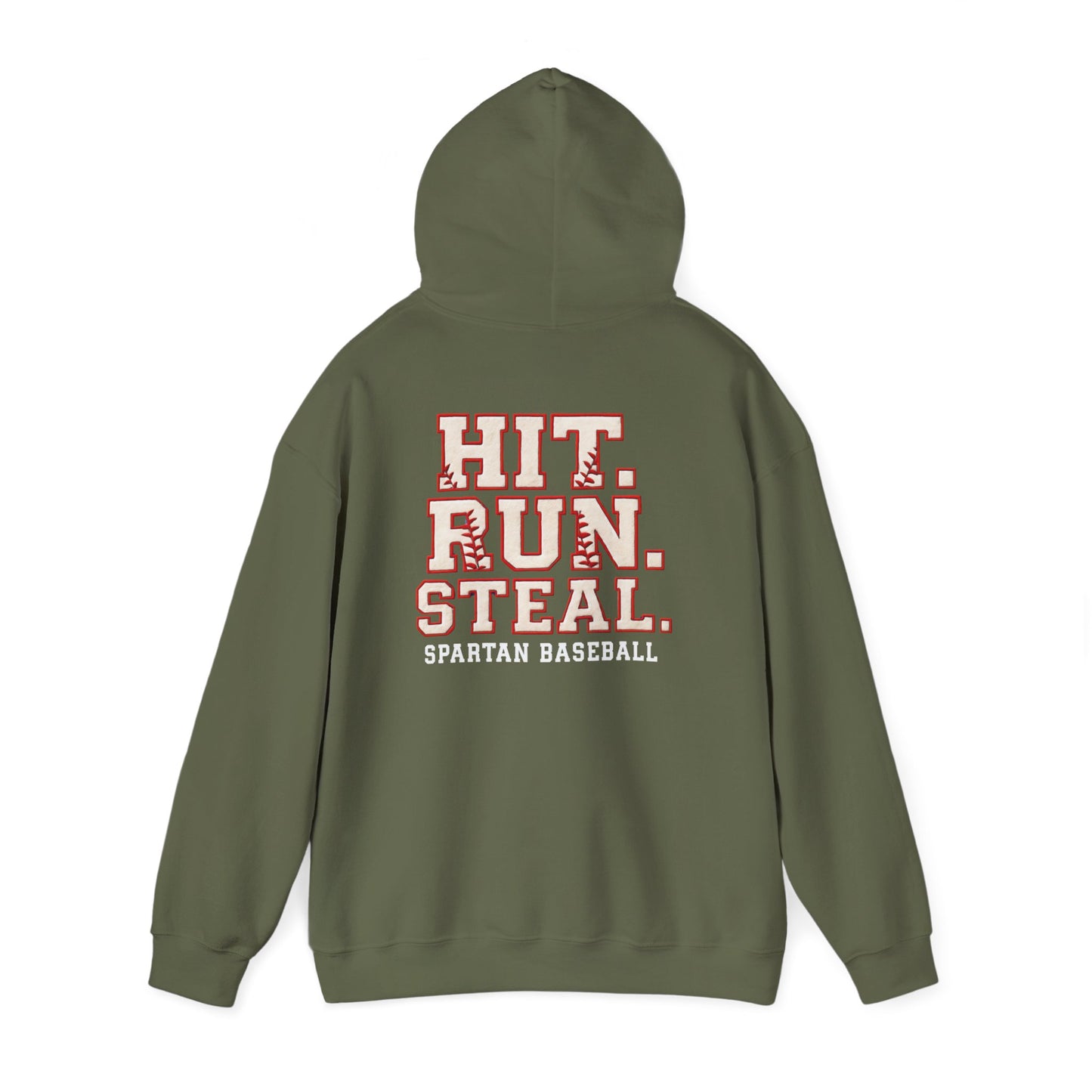 Run. Hit. Steal. Spartan Baseball Gildan Hoodie