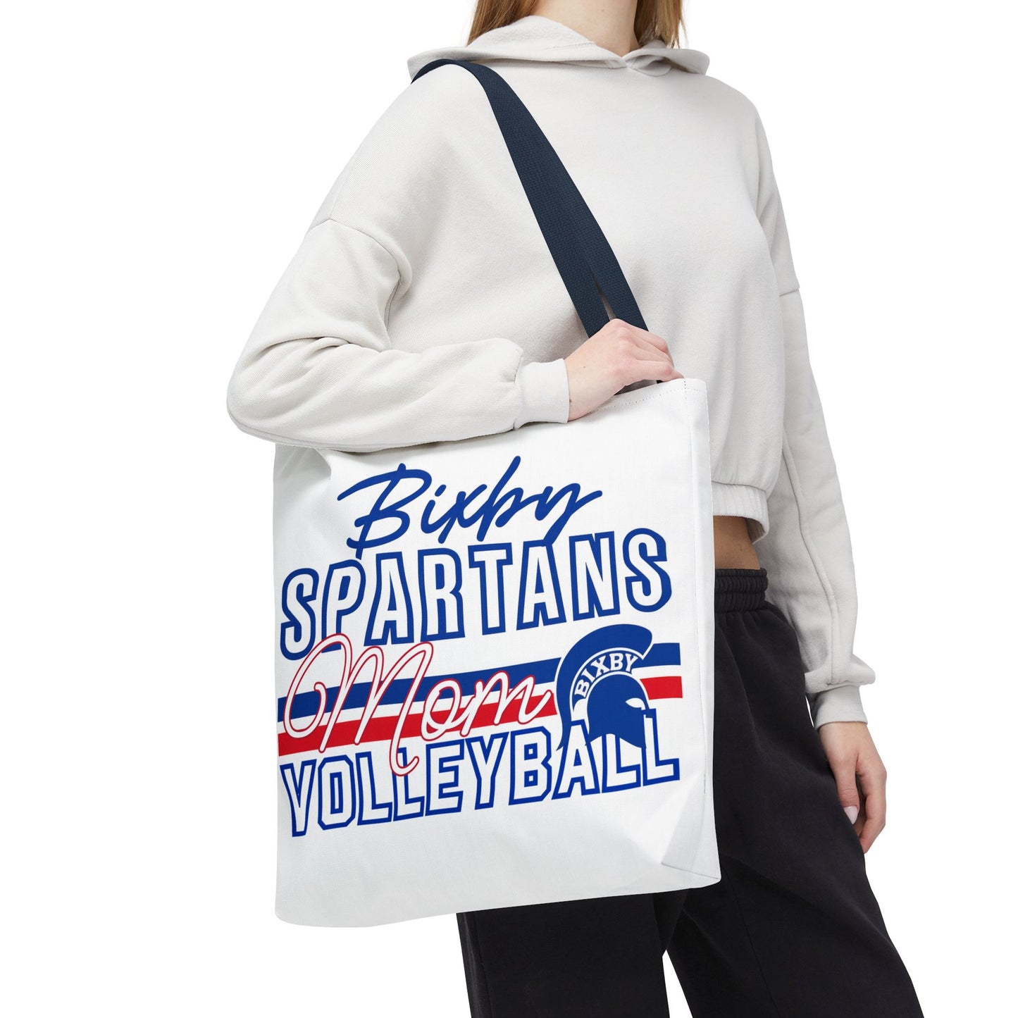 Bixby Spartans Volleyball Mom Polyester Tote Bag