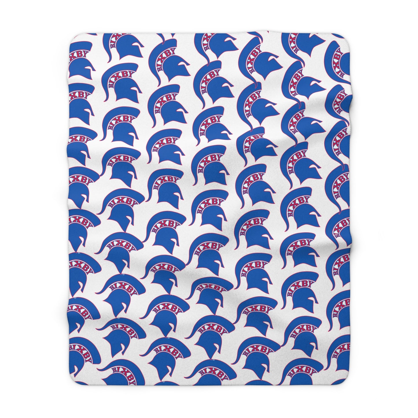 Bixby Blue Patterned Logo Comfy Sherpa Fleece Blanket