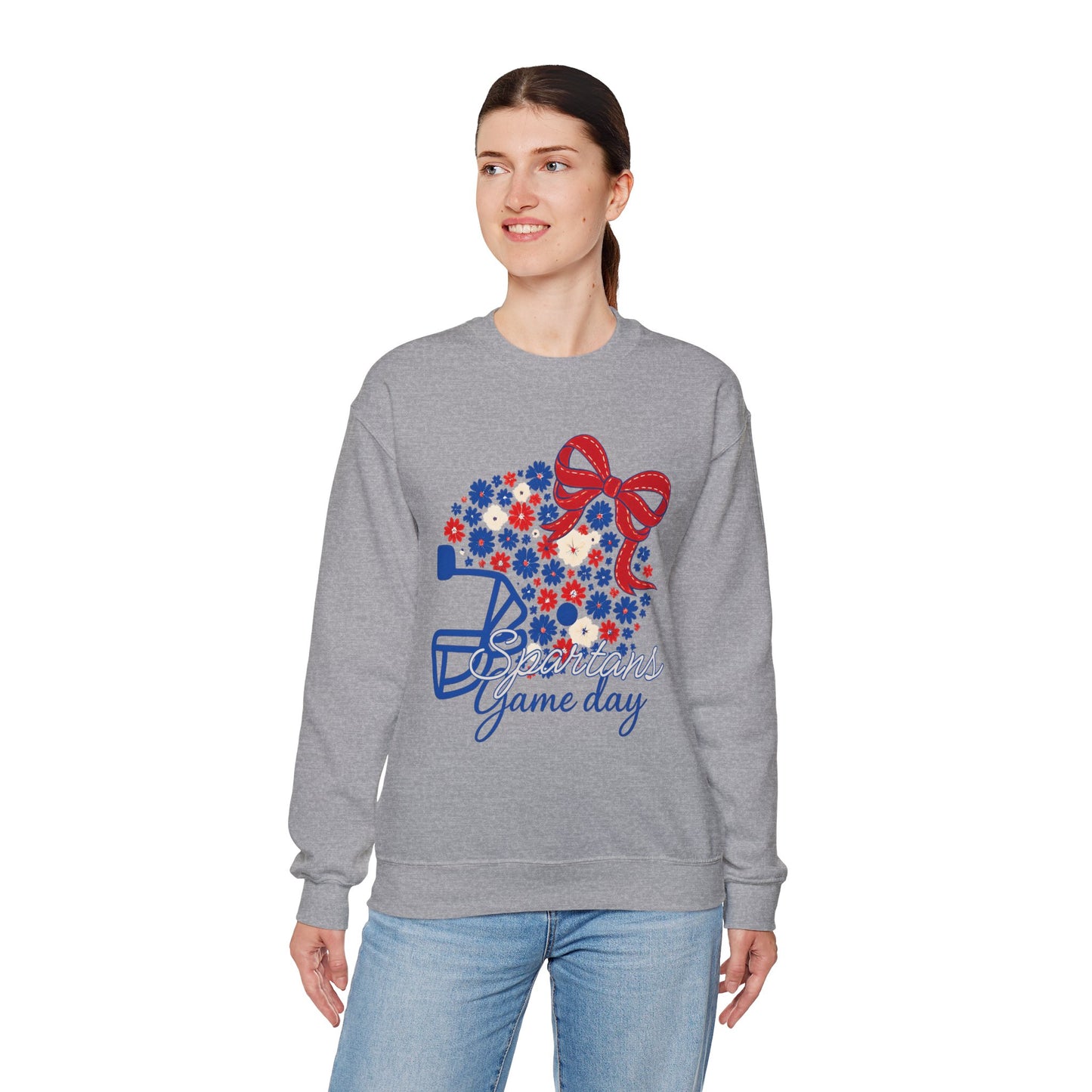 Bixby Spartan Floral Helmet Gameday Gildan Sweatshirt