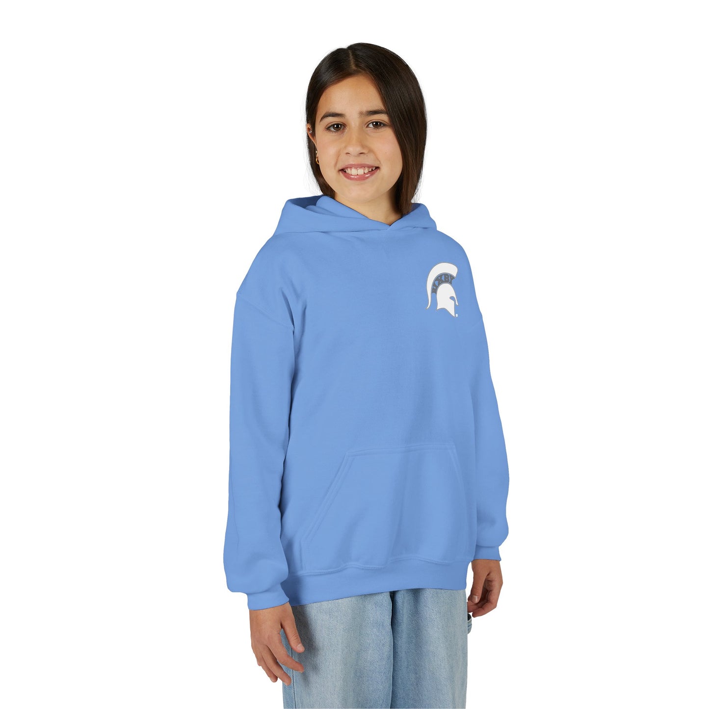 Spartan White Logo Youth Gildan Hoodie