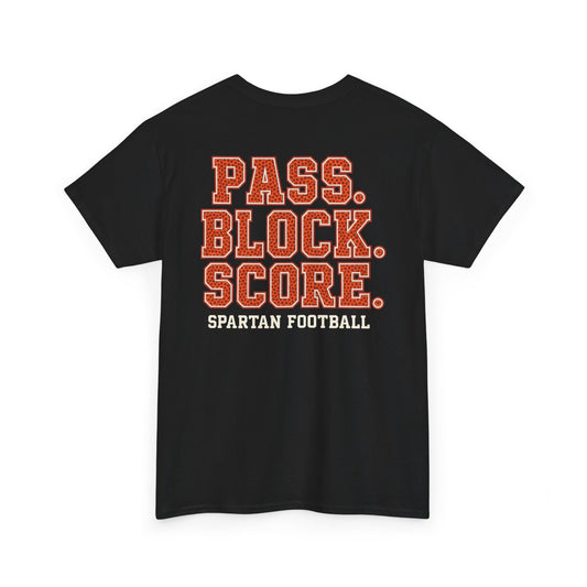 Pass. Block. Score. Spartan Football Gildan Tee