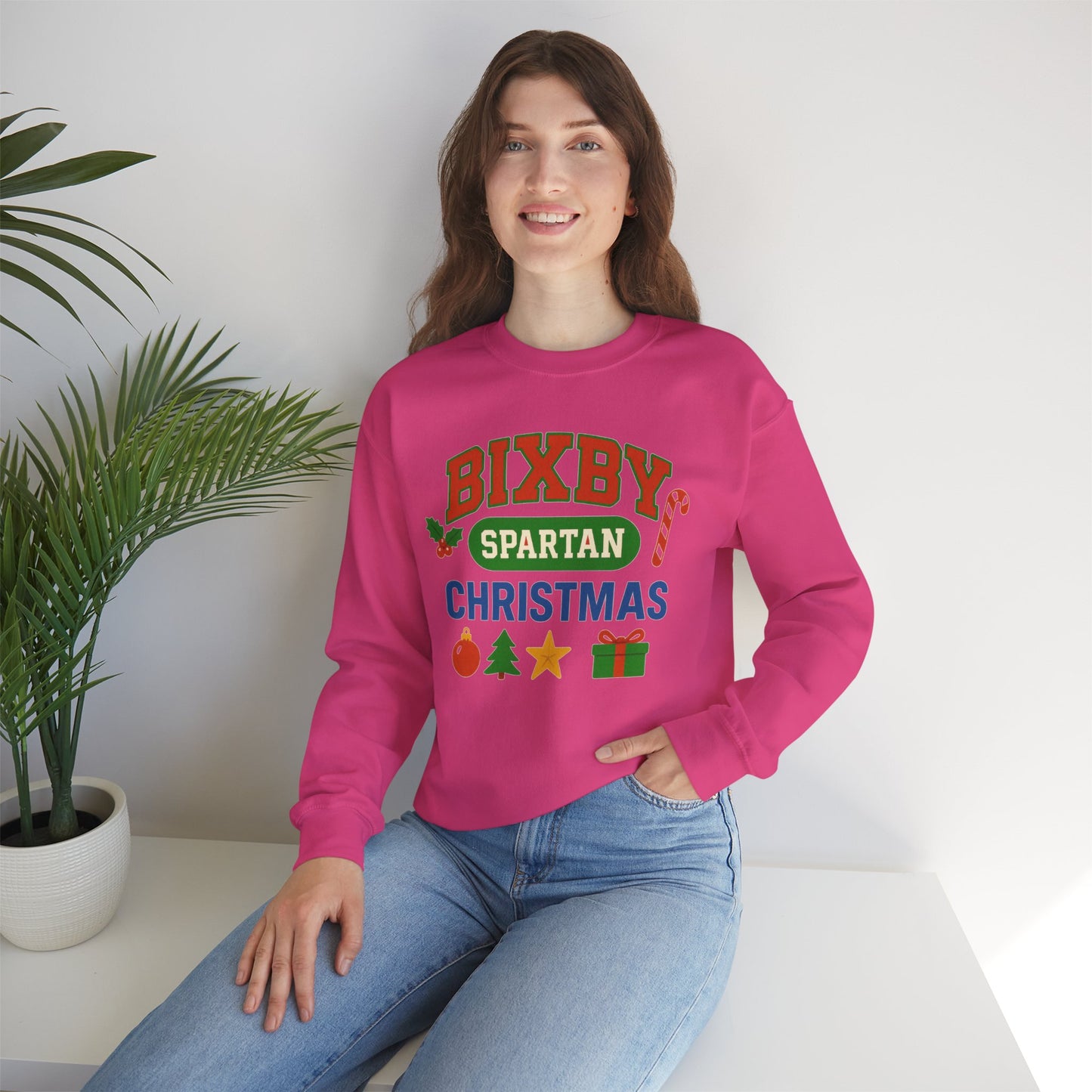 Bixby Spartans Christmas Decor Gildan Sweatshirt