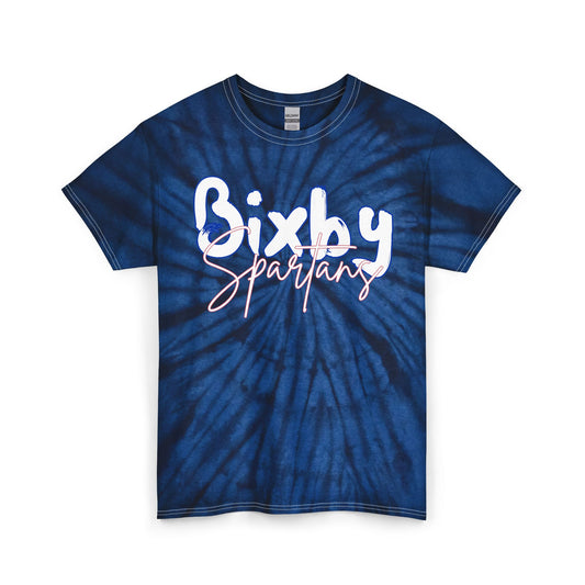 Bixby Spartans Navy Tie-Dye Softstyle Tee