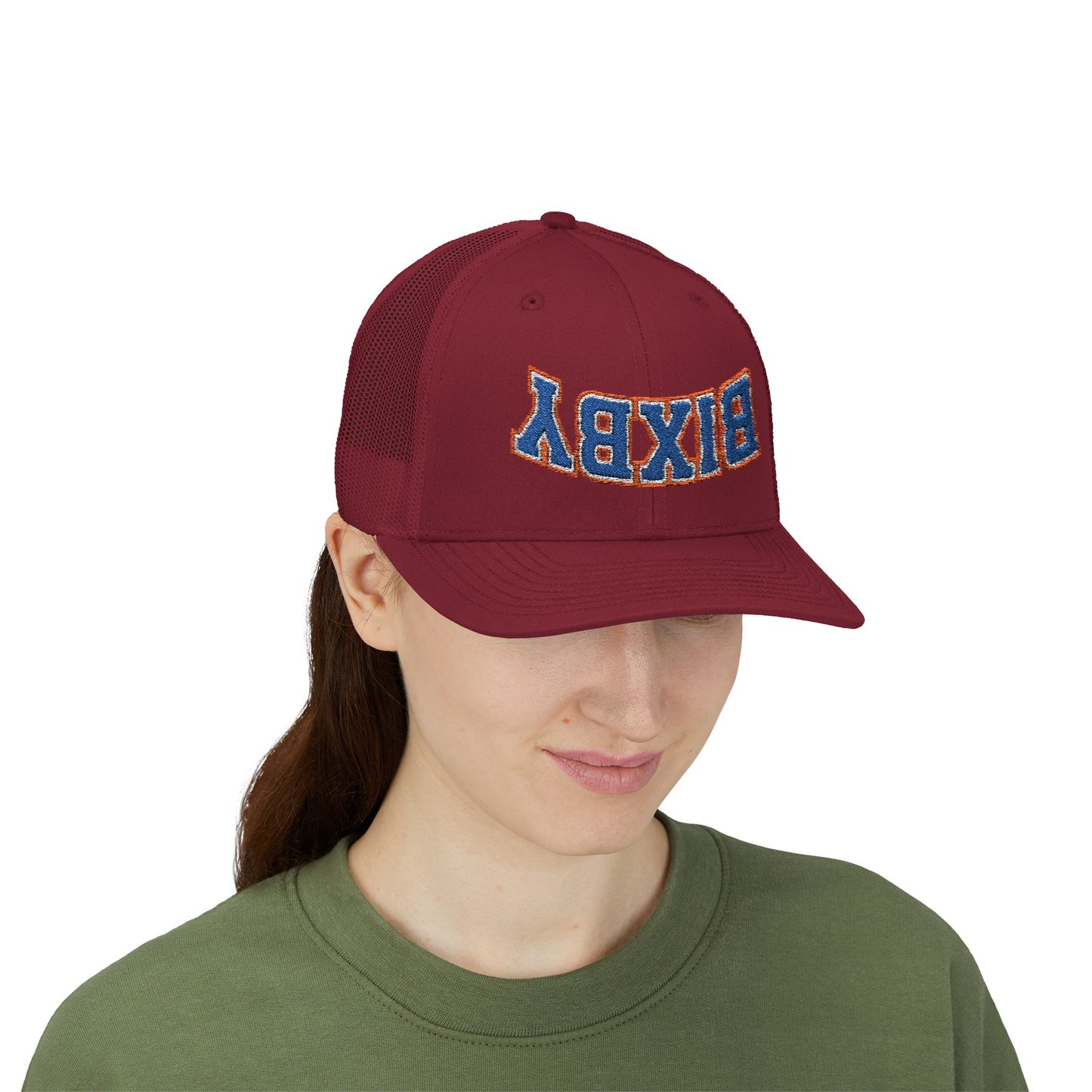 Upside-Down Embroidered Bixby Trucker Snapback