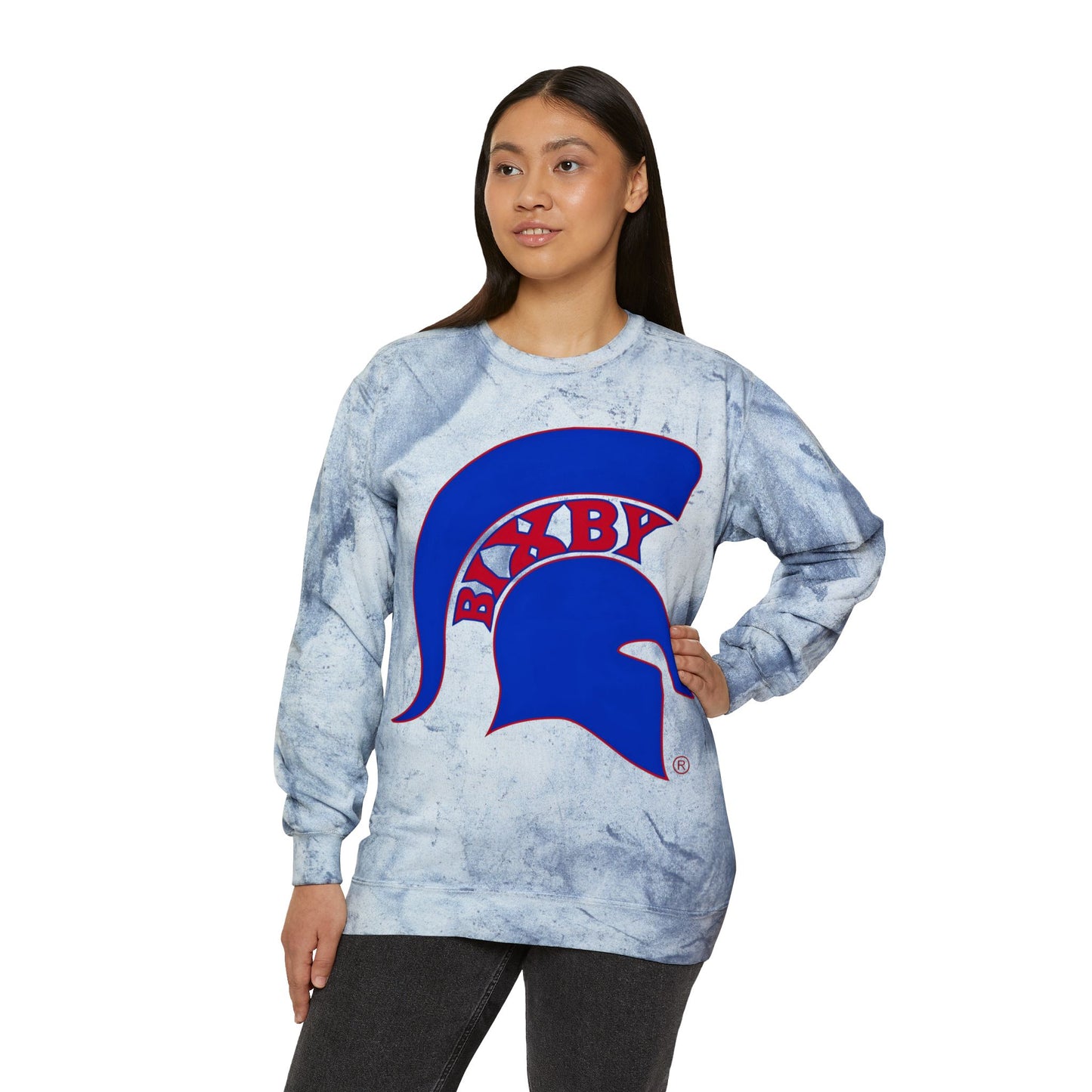 Spartans Blue Logo Comfort Colors Tie-Dye Sweatshirt