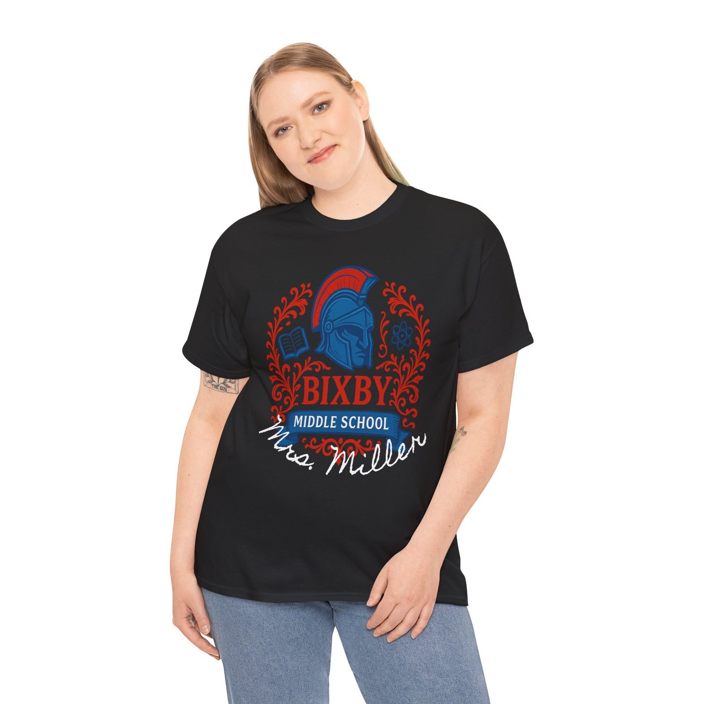Floral Personalized Bixby Middle School Spartan Gildan Tee