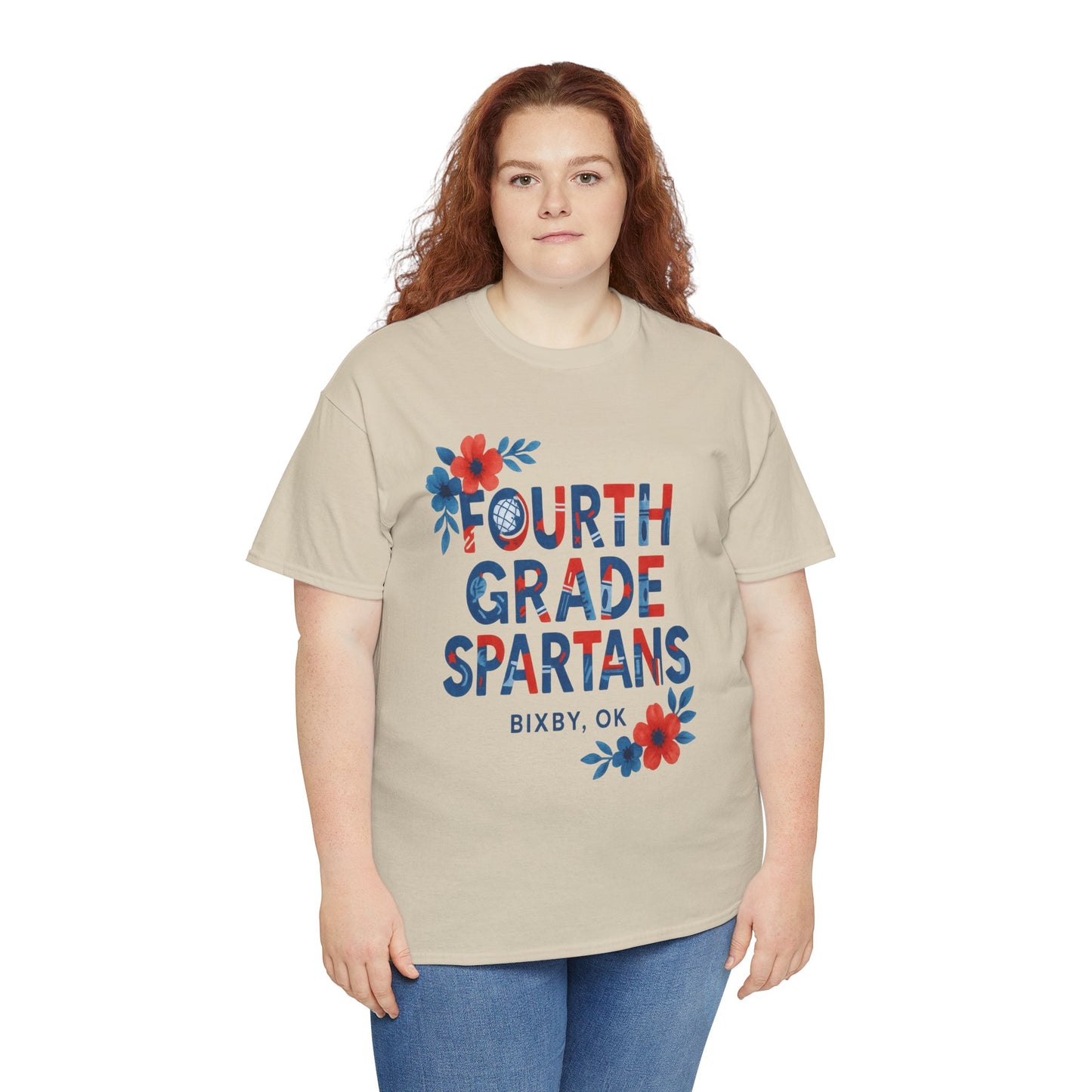 Floral Fourth Grade Spartan Gildan Tee