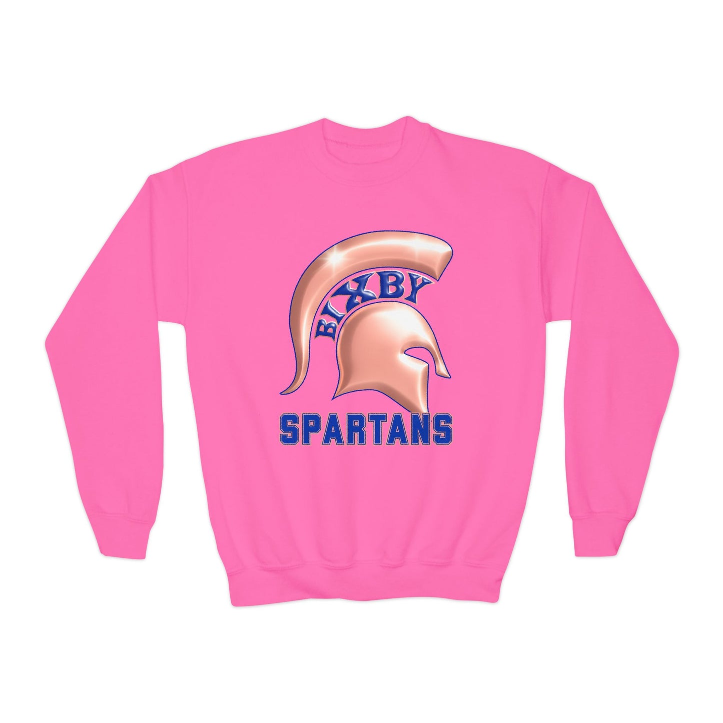 Bixby Spartan Metallic Rose Gold Youth Gildan Sweatshirt