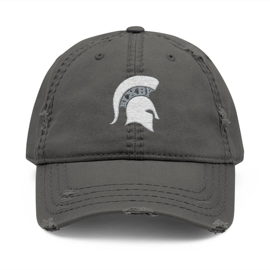 Spartan White Logo Embroidered Distressed Classic Ballcap