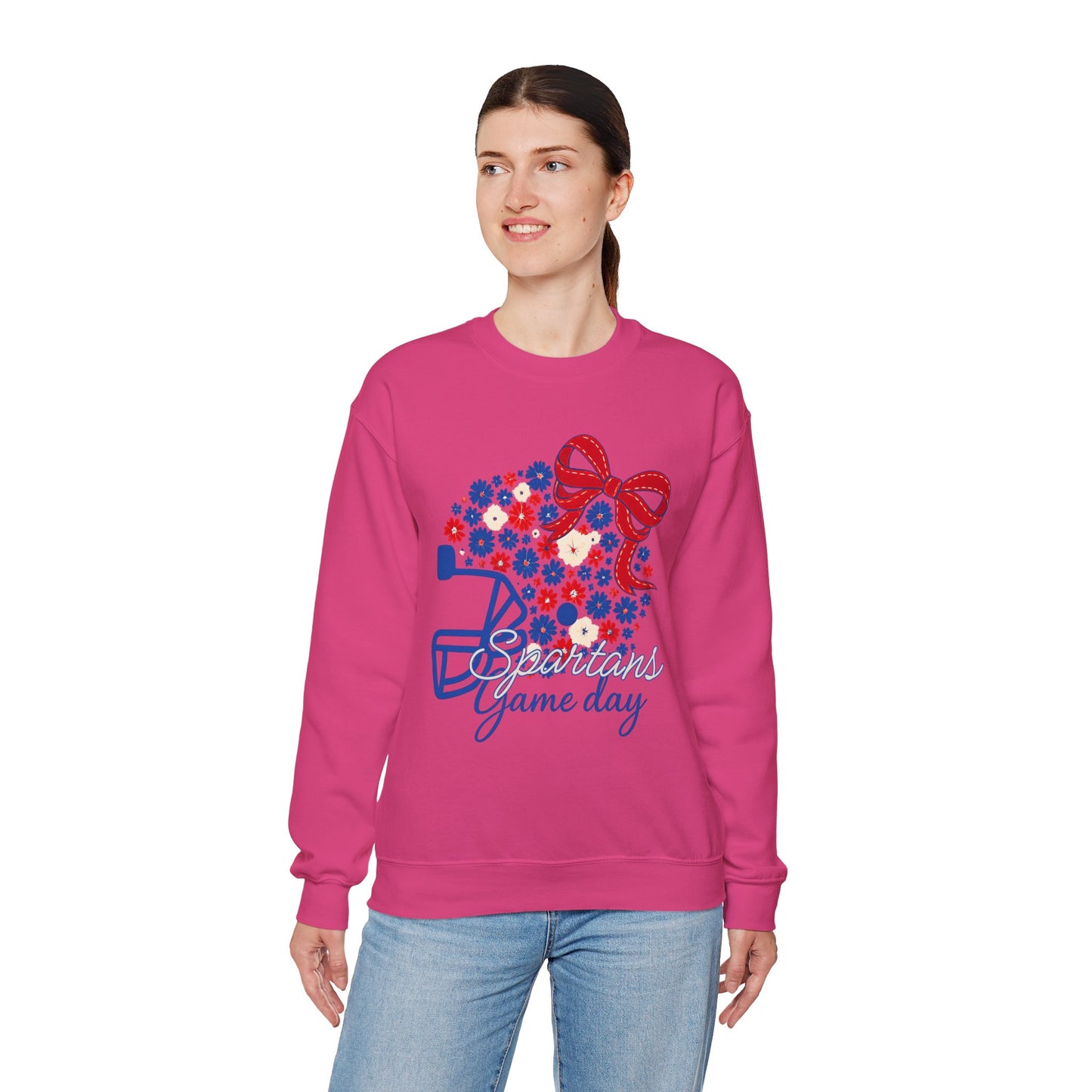 Bixby Spartan Floral Helmet Gameday Gildan Sweatshirt