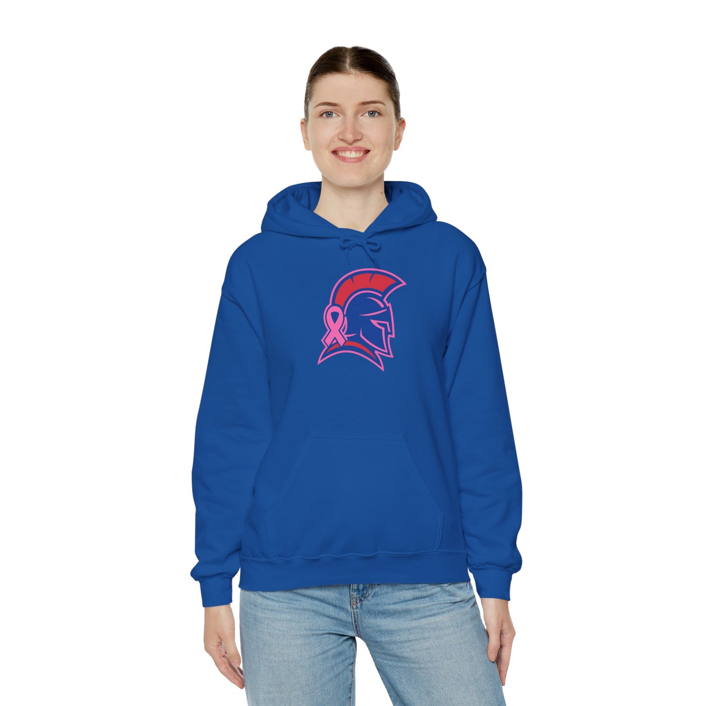 Spartan Helmet Breast Cancer Awareness Gildan Hoodie
