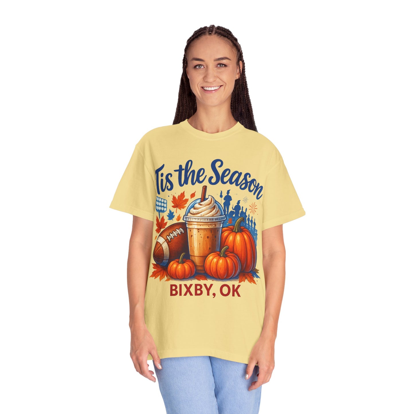 Bixby Football Mom Pumpkin Spice Vibes Comfort Colors Tee