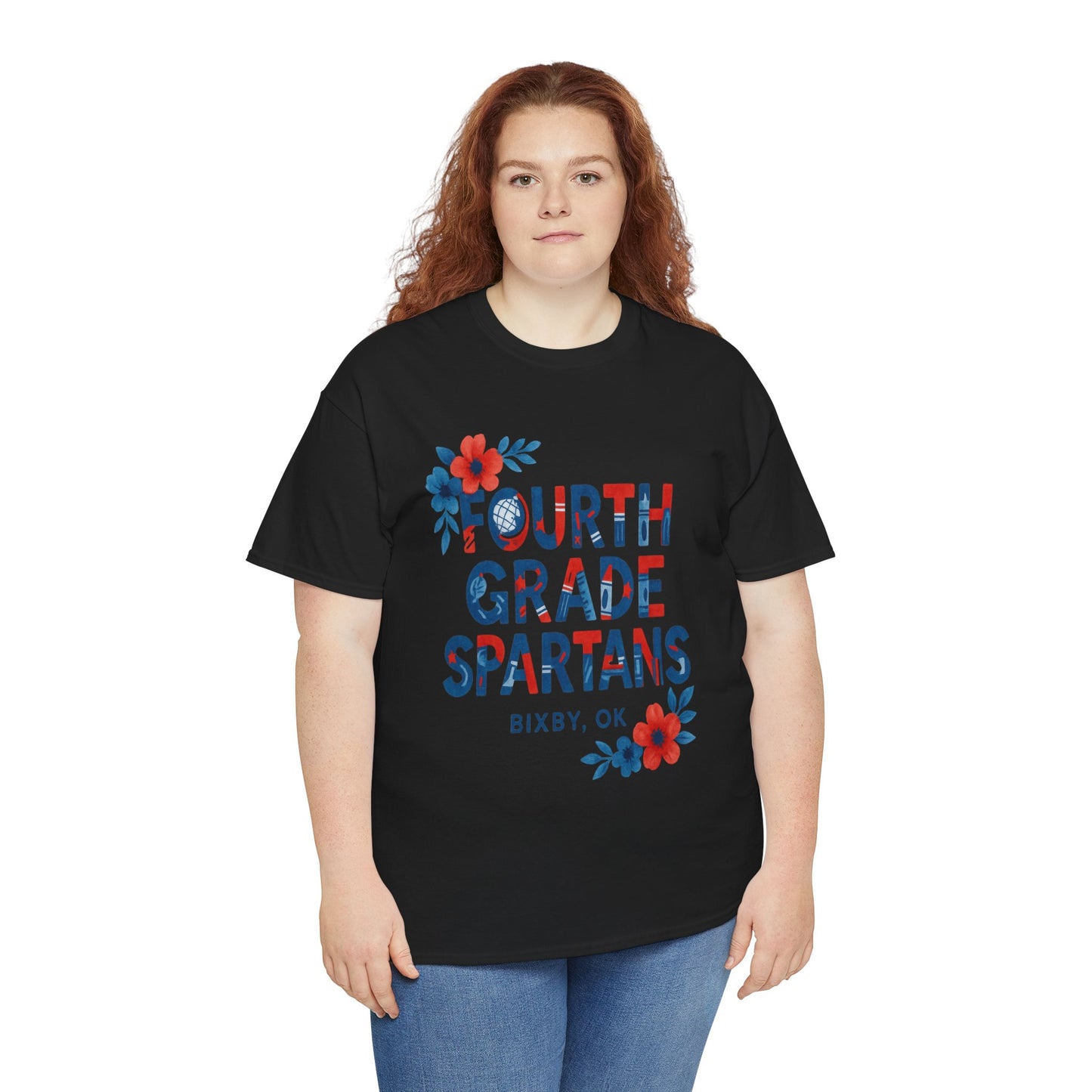 Floral Fourth Grade Spartan Gildan Tee
