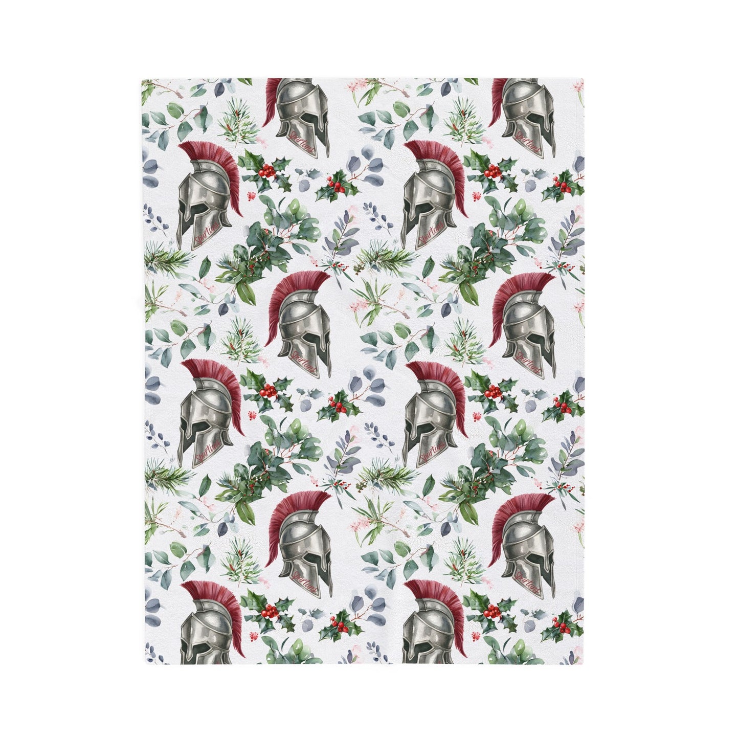 Spartan Christmas Floral Velveteen Plush Blanket