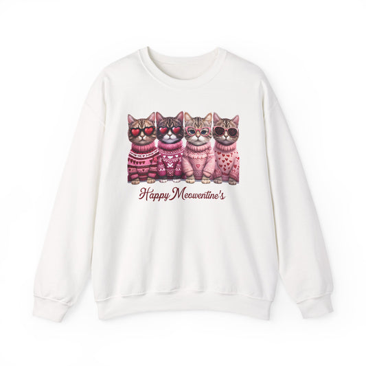 Happy Meowentine's Kittens Crewneck Sweatshirt | Valentine Cat Sweater