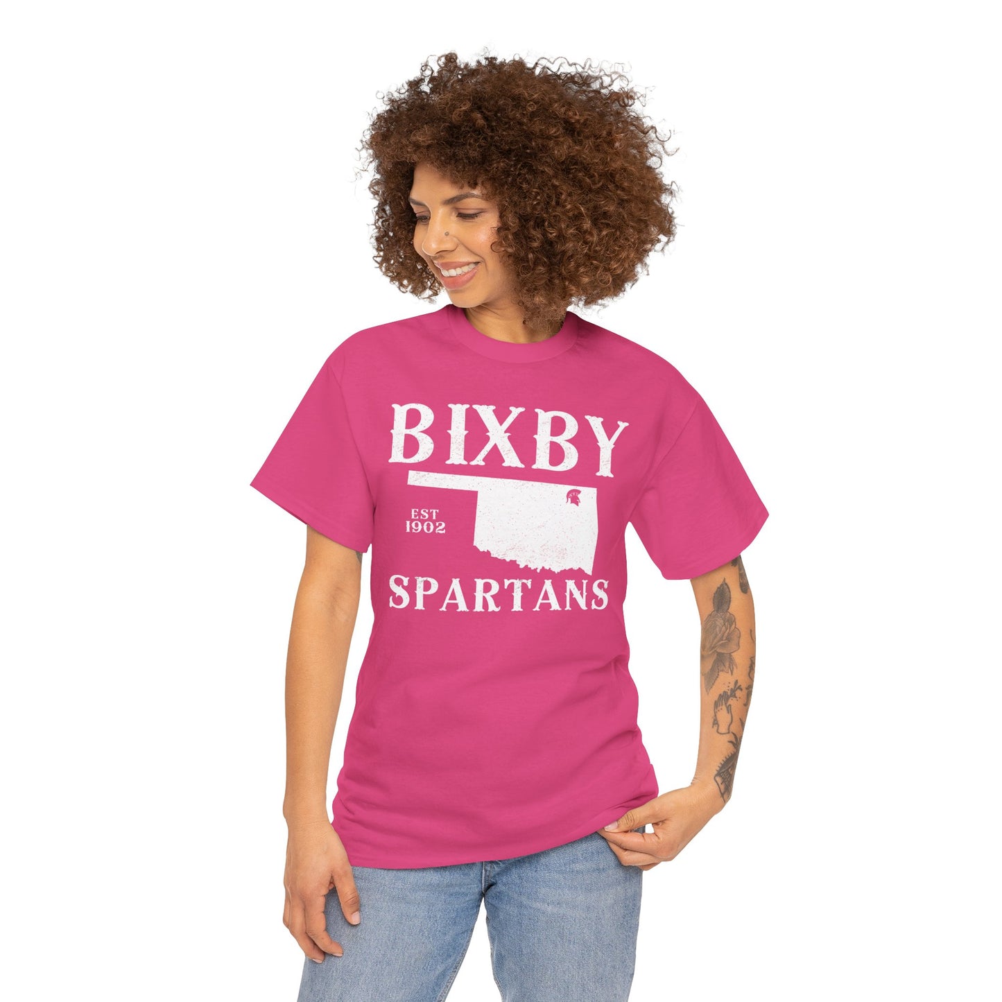 Bixby Oklahoma Spartans Distressed Grunge Effect Gildan Tee