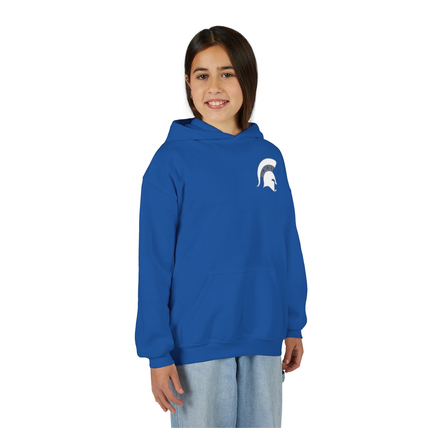 Spartan White Logo Youth Gildan Hoodie