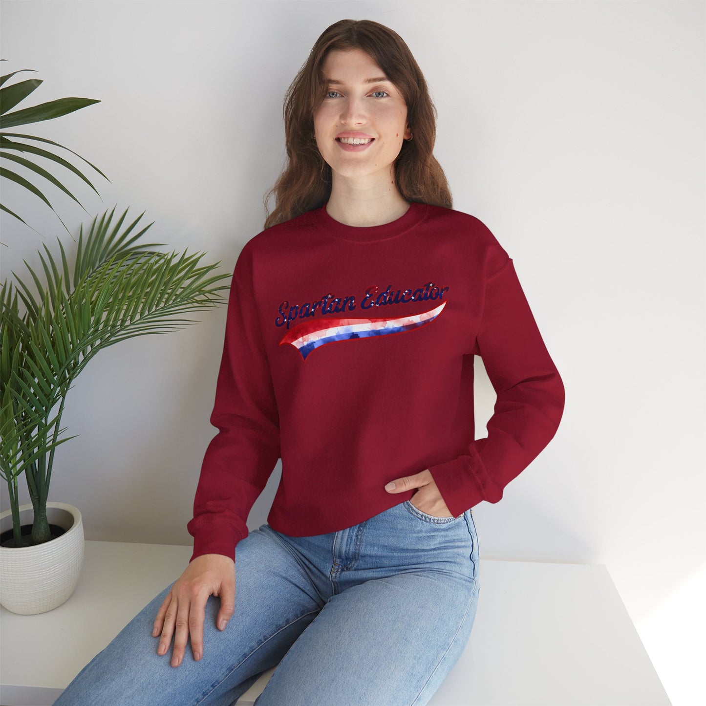 Spartan Educator Patriotic Design Gildan Sweatshirt
